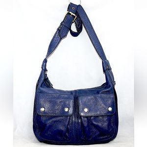 NOT RATIONAL Eugenia Mystic Blue Leather Slouchy Shoulder Hobo Bag